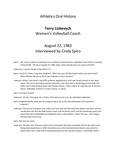 Liskevych, Terry Athletics Oral History by Cindy Spiro