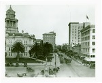San Joaquin County Courthouse and downtown streets by Unknown