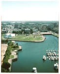 Aerial view of Stockton Event Center and boat docks by Ron Chapman