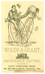 Trade card for Woods & Grant, Fashionable Hatters, Stockton by unidentified