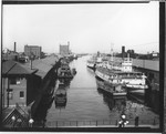 Steamboats-Stockton-"J.D. Peters" and unidentified steamboats, City of Stockton Department of Building Inspection, Sperry Flour Co., Salbachi's by Van Covert Martin