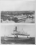 Steamboats-Stockton-"Pride of the River" in drydock, unidentified steamships, Stockton Iron Works by Van Covert Martin