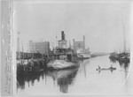 Steamboats-Stockton-steamboat "H.E. Wright" docked at head of Stockton Channel, Capitol Mills by Van Covert Martin