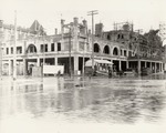 Stockton - Streets - c.1900 - 1909: Weber Ave., Hotel Stockton under construction and flooded by Unknown