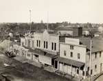 Stockton - Streets - circa 1890s: View from Masonic Temple on El Dorado St. looking west. Europa Hotel, Buhach Depot by Unknown