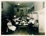 Stockton - Restaurants, Lunch Rooms, etc: Employees and families sitting down to special lunch by Van Covert Martin
