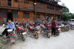Motorbikes parked in front of Wu Gaitian’s home.