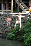 Children playing in river