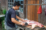 Pig carcass at butcher stall