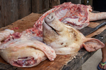 Pig cuts at butcher stall