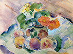 Nasturtiums and Peaches in Italian Vase by Clarence Hinckle