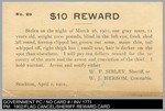 County Jail: No. 25 $10 Reward, Stolen on the night of March 26, 1901, one gray mare…W.F. Sibley, Sherif, or W.J. Hersom, Constable. Stockton, April 1, 1901. by Unknown