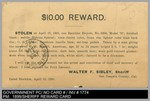 County Jail: $10 Reward. Stolen on April 12, 1899, one Rambler Bicycle…Walter F. Sibley, Sheriff San Joaquin County, Cal. Dated Stockton, April 15, 1899. by Unknown
