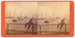 Unidentified Location, Probably in California: (Boats in water, person on railing.) by John Pitcher Spooner 1845-1917