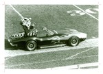 University of the Pacific Tiger mascot in the back of a Corvette on football field by University of the Pacific Public Relations
