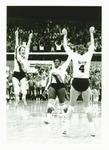 Volleyball-women's-University of the Pacific women's volley ball players on the court, Brooke Herrington, Elaina Oden, Mary Miller by unknown