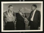Football-Bob Breeden, Amos Stagg, and friend of Stagg onboard ship by unknown