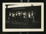 Football-University of the Pacific team members on train platform in St. Paul, Minnesota, during trip to Chicago by W.F. Hodges Photos