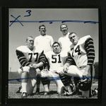 Football-John Giannoni, Irv Hatzenbuhler, Scott Mallory #77, Dan Flores #51, Tim Kelley #74 by unknown