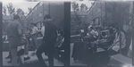 Students Practice Playing Instruments Outside Raymond Great Hall by Raymond College
