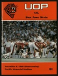 November 8, 1980 Football Program, UOP vs. San Jose State