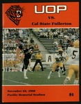 November 22, 1980 Football Program, UOP vs. Cal State Fullerton