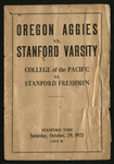 October 29, 1921 Football Program, UOP vs. Stanford Freshmen
