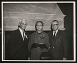 Mr. Covell, Mrs. Raymond, Dr Burns: Open House, Oct 1962 by L. Covello Photos