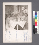 Ed Endow, Ernie Yamaguchi, Gary Kikawa, Richard Yoshikawa, Mrs. Toshiyuki dining by Richard Shizuo Yoshikawa