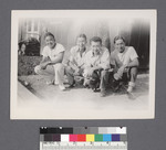 Groups of men #1 [4 men squatting] by Richard Shizuo Yoshikawa