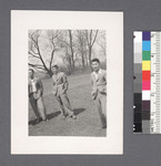 Groups of men #10 [three standing; trees in background] by Richard Shizuo Yoshikawa
