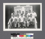Groups of men #4 [two rows, seated on porch] by Richard Shizuo Yoshikawa