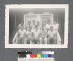 Groups of men #5 [two rows, seated on porch; same group as #63] by Richard Shizuo Yoshikawa