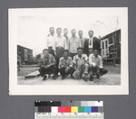 Groups of men #9 [two rows; one squatting] by Richard Shizuo Yoshikawa