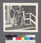 Portrait--three boys #3 [on porch] Tadao Yoshikawa(L), Yukio Yoshikawa(R)
