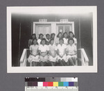Two rows of women in front of building #2 [35-9-E; 35-9-F Mr. Cook]