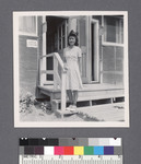 Woman outside American Literature classroom door